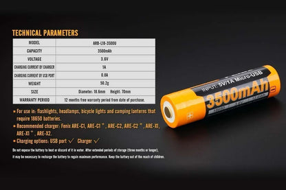 Fenix ARB-L18-3500U Built-in USB Rechargeable Battery